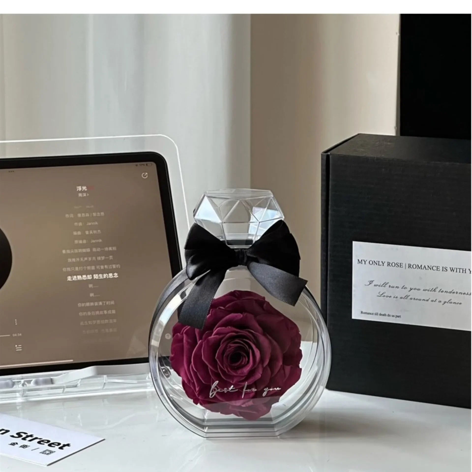 Eternity Rose in Ring Bottle