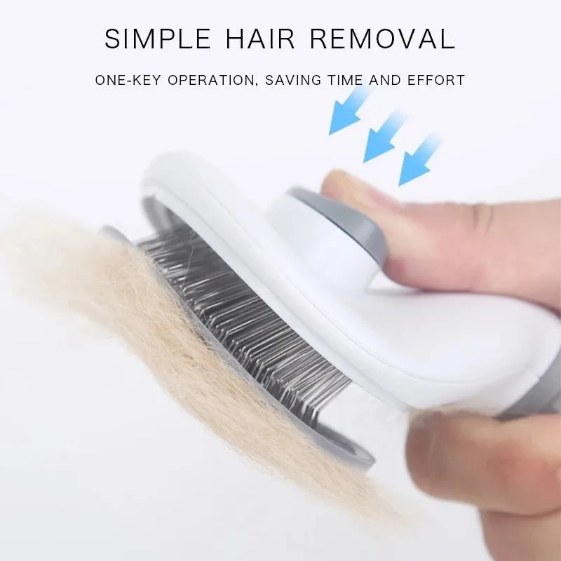Self Cleaning Pet Grooming Brush for Dogs Cats with ergonomic handle