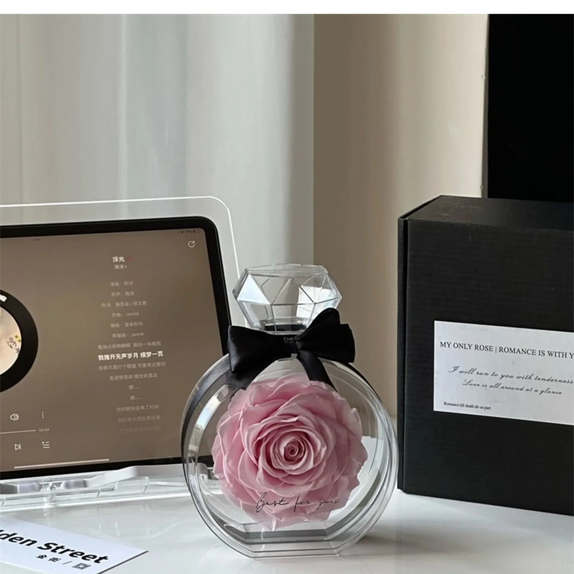 Eternity Rose in Ring Bottle