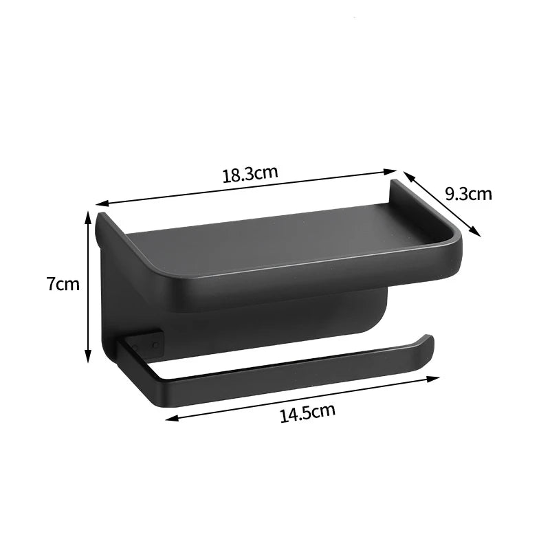 Toilet Roll Holder with Storage Shelf