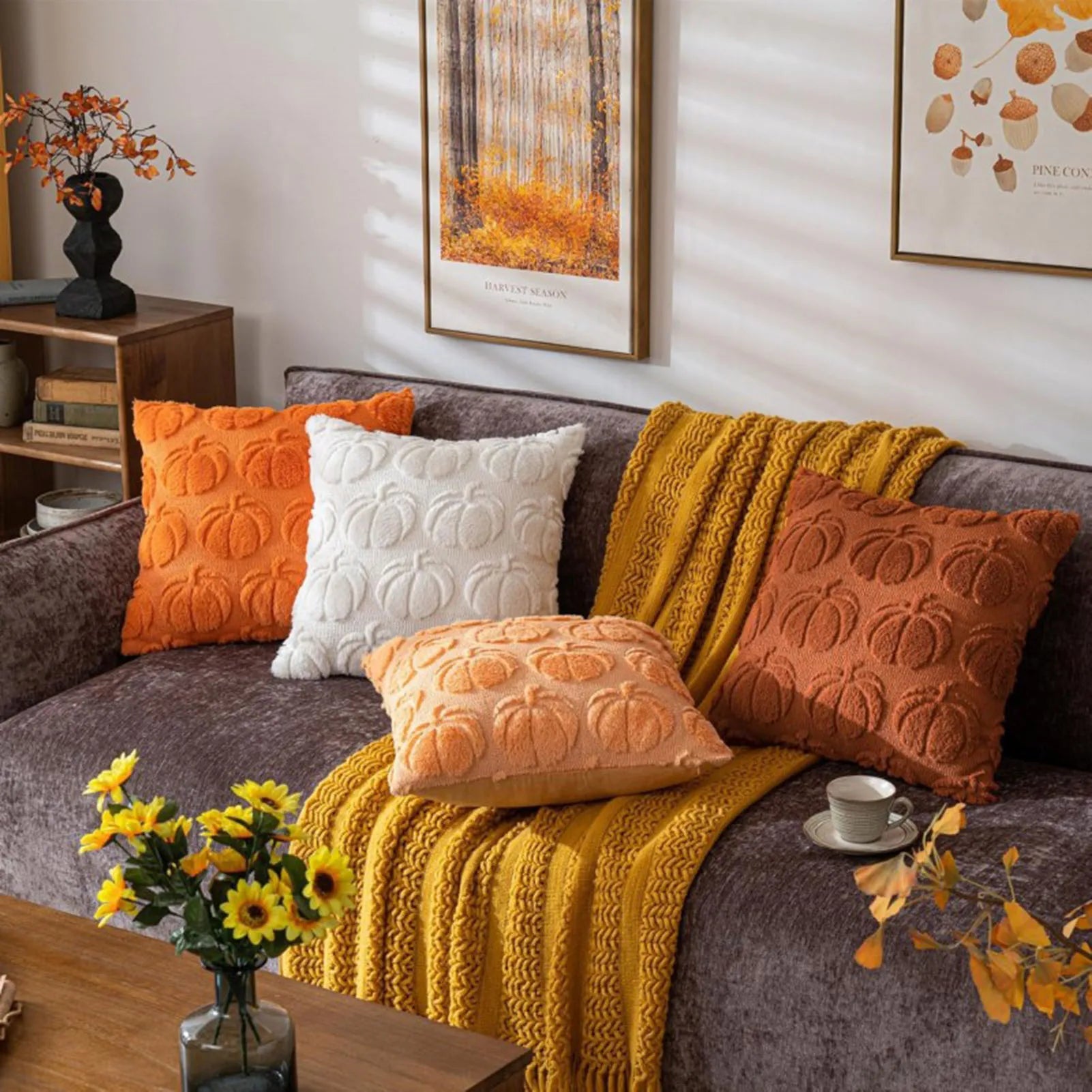 Embossed Pumpkin Pillow Cover
