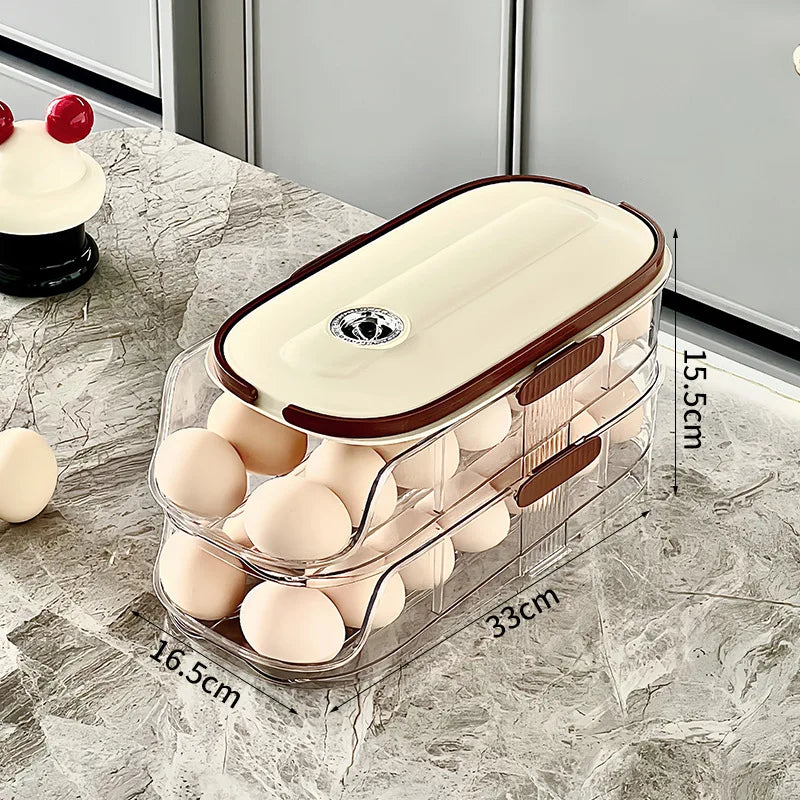 Single egg rack for fridge with measurement labels, showing compact egg storage design.