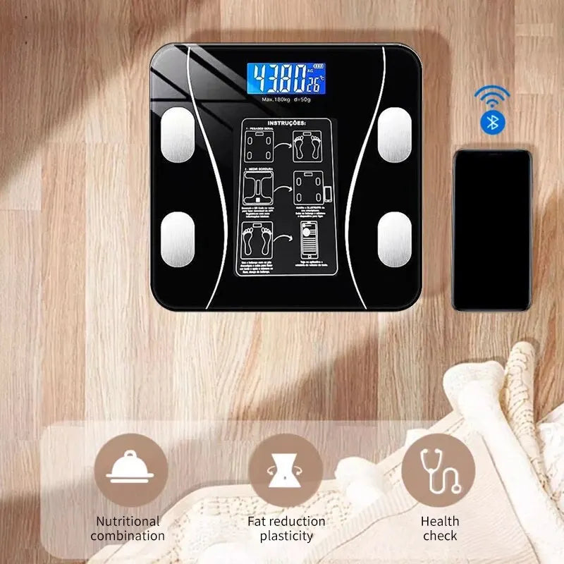 Smart Body Fat Digital Bathroom Scale with Bluetooth Technology Black