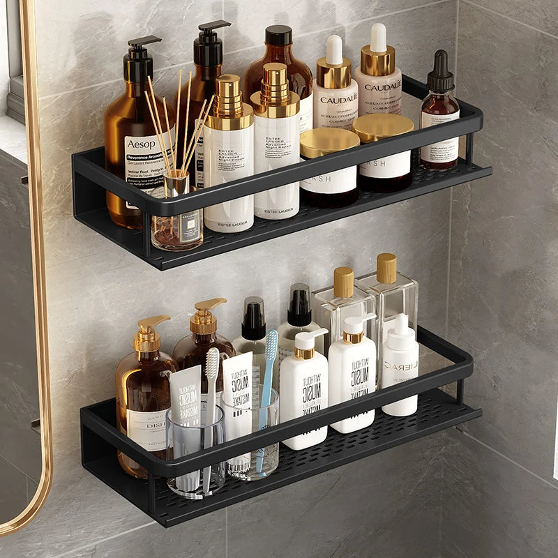 Black Bathroom Shower Shelf Storage