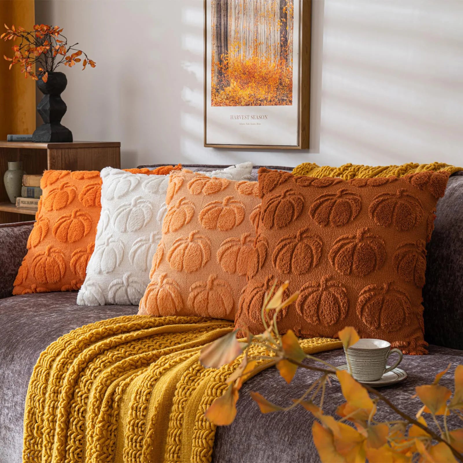 Embossed Pumpkin Pillow Cover
