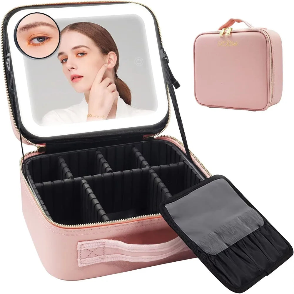 Makeup Vanity Bag with LED Mirror