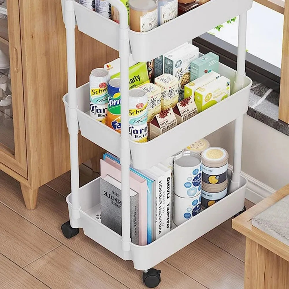3 Tier Storage Trolley Rolling Cart