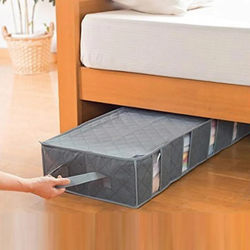 Fabric Underbed Clothing Storage Bag Blue or Grey
