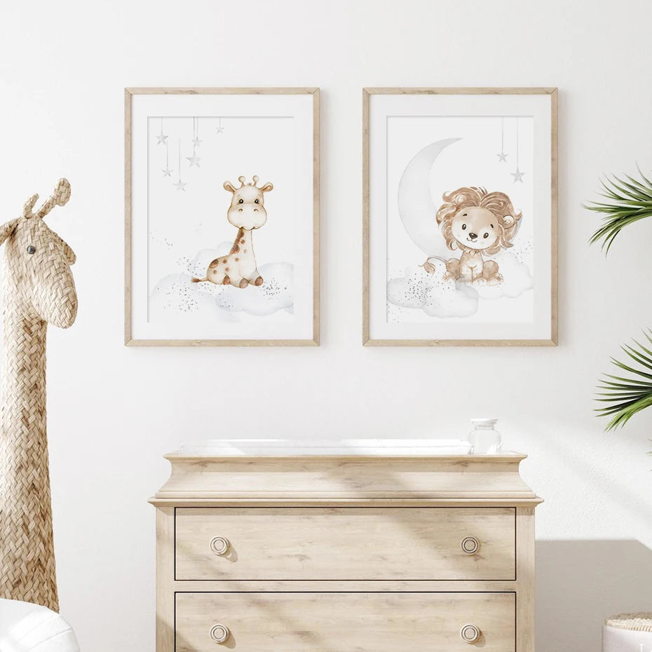 Cartoon Animal Nursery Frameless Print