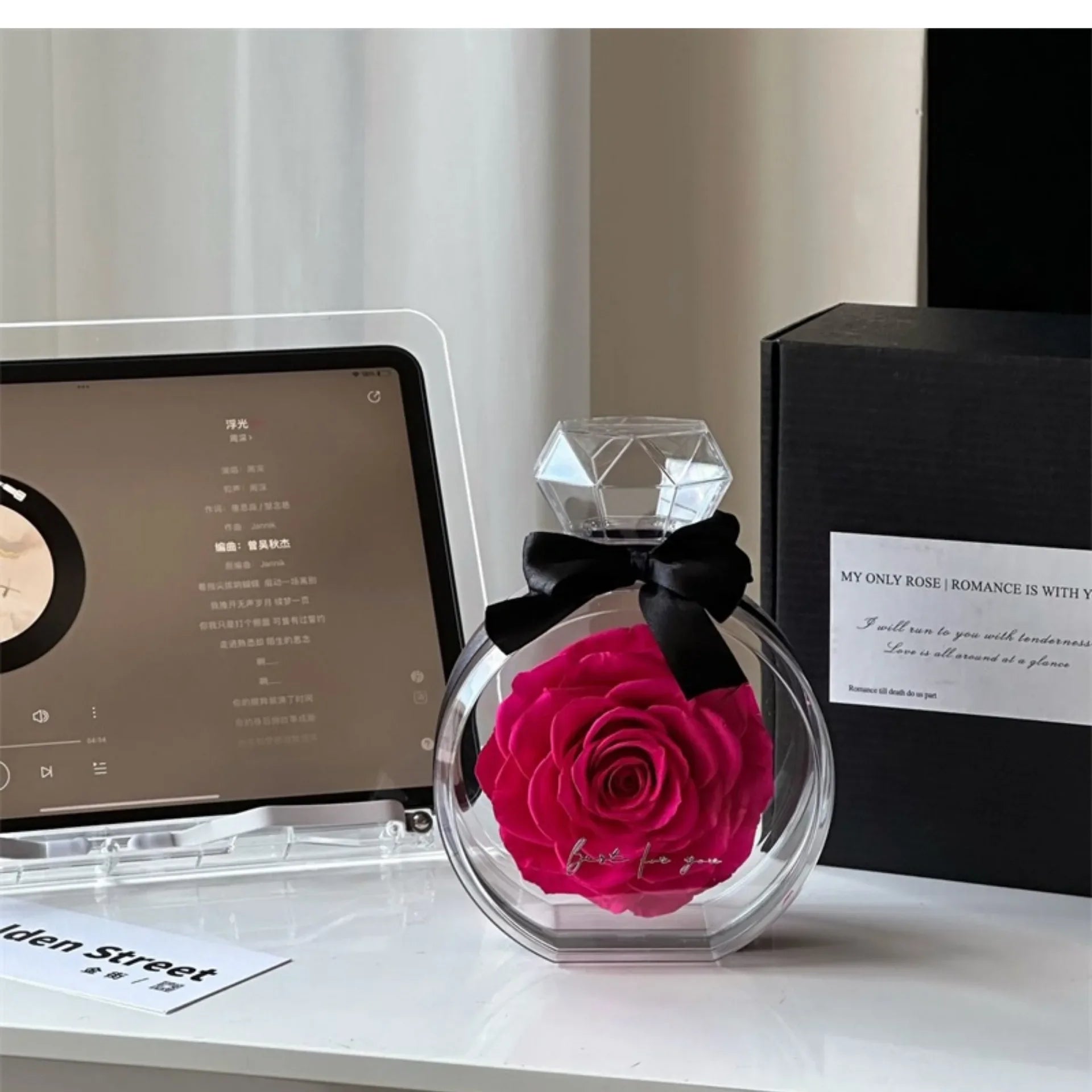 Eternity Rose in Ring Bottle