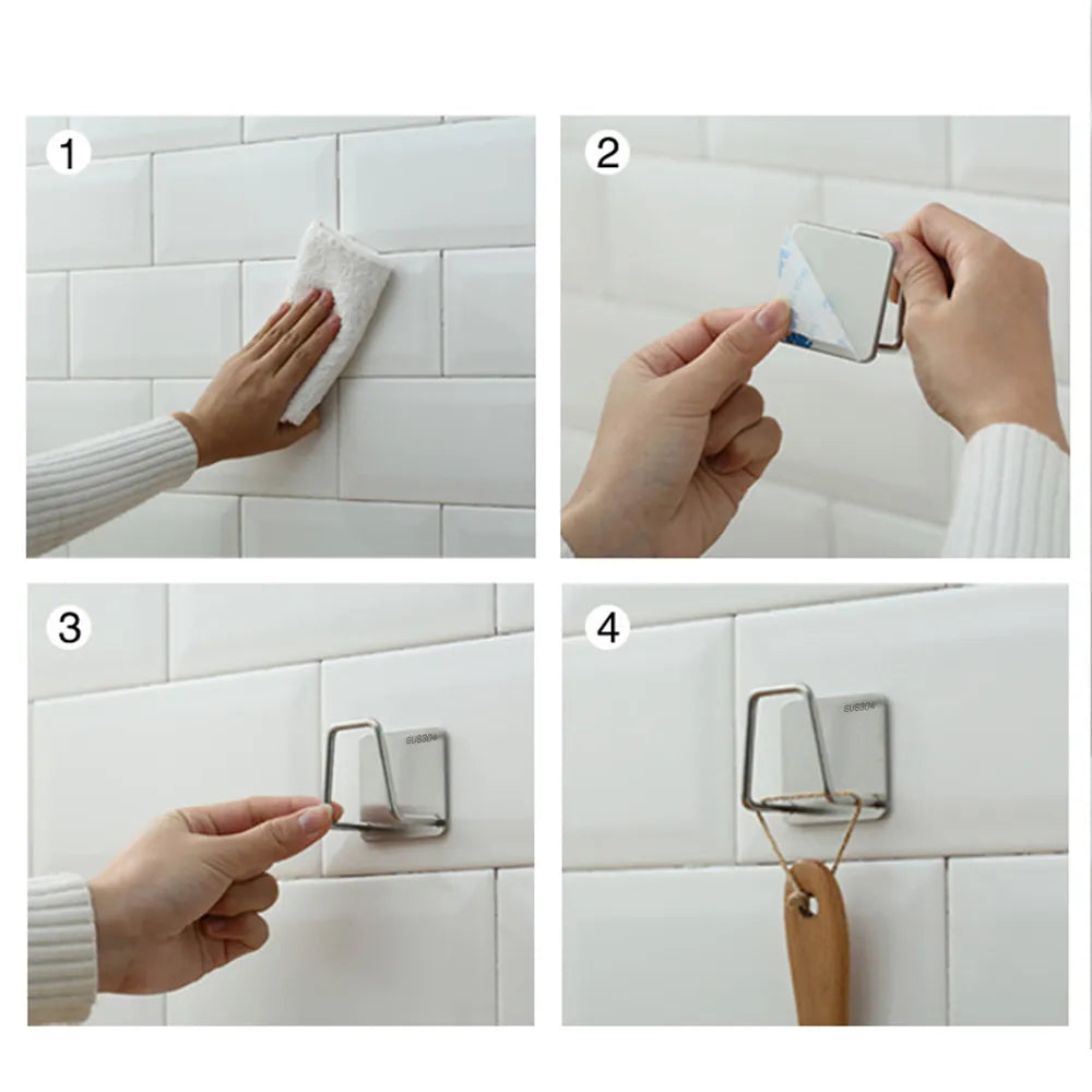 Set of Three Adhesive Sponge Holder Wall Hooks