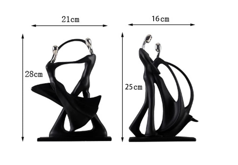 Dimensions of black dancing figurines.
