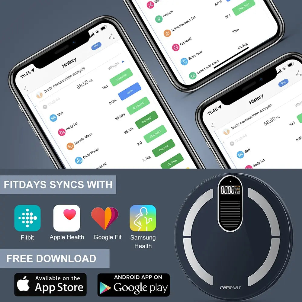 Smart Body Fat BMI Digital Bathroom Scale with Bluetooth Technology and App Control Black