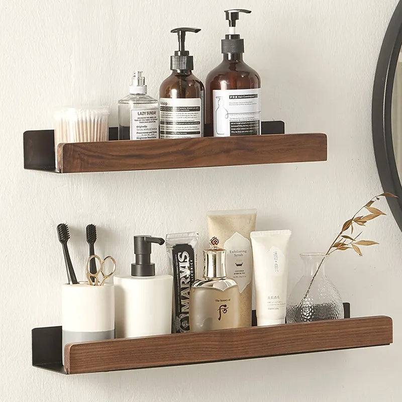 Wood Bathroom Shelf Shower Storage