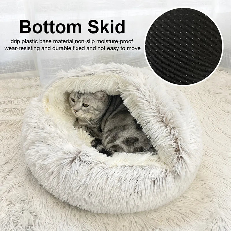 Plush Pet Bed Nest Semi-closed for Cats Small Dogs