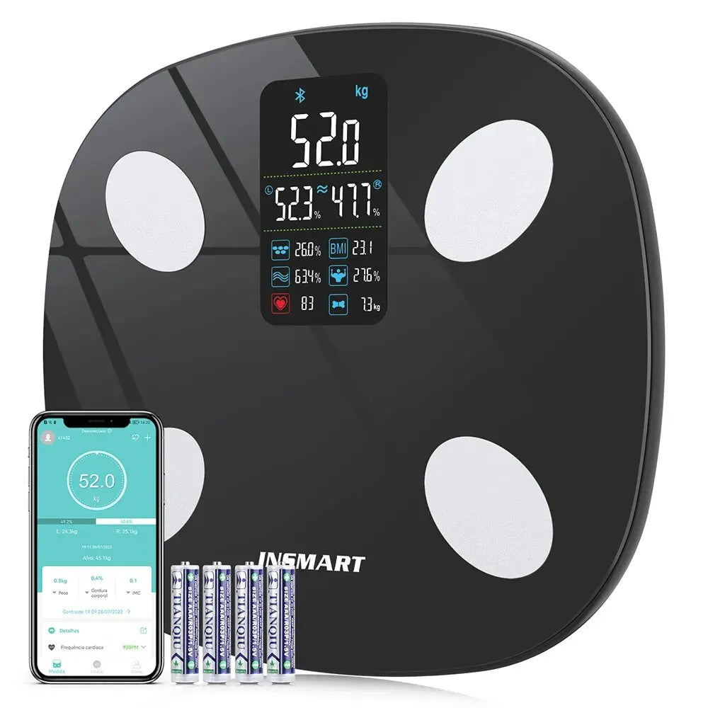 Smart Body Fat BMI Digital Bathroom Scale with Bluetooth Technology and App Control Black