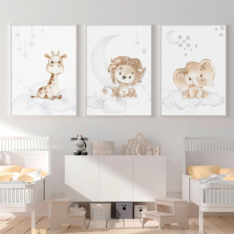 Cartoon Animal Nursery Frameless Print