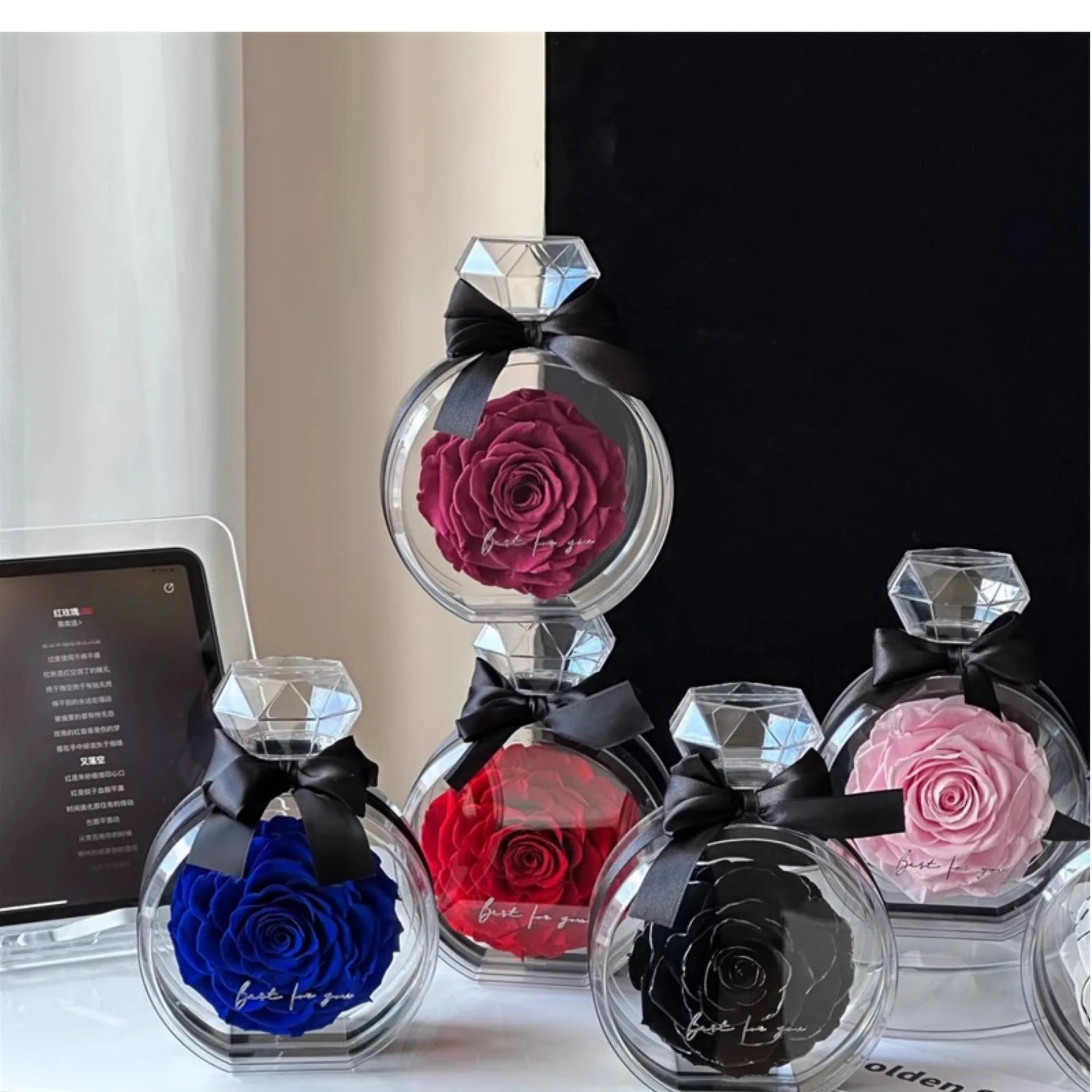 Eternity Rose in Ring Bottle