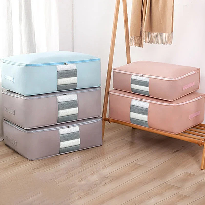 Fabric Underbed Dustproof Clothes Storage Bag Pink or Grey