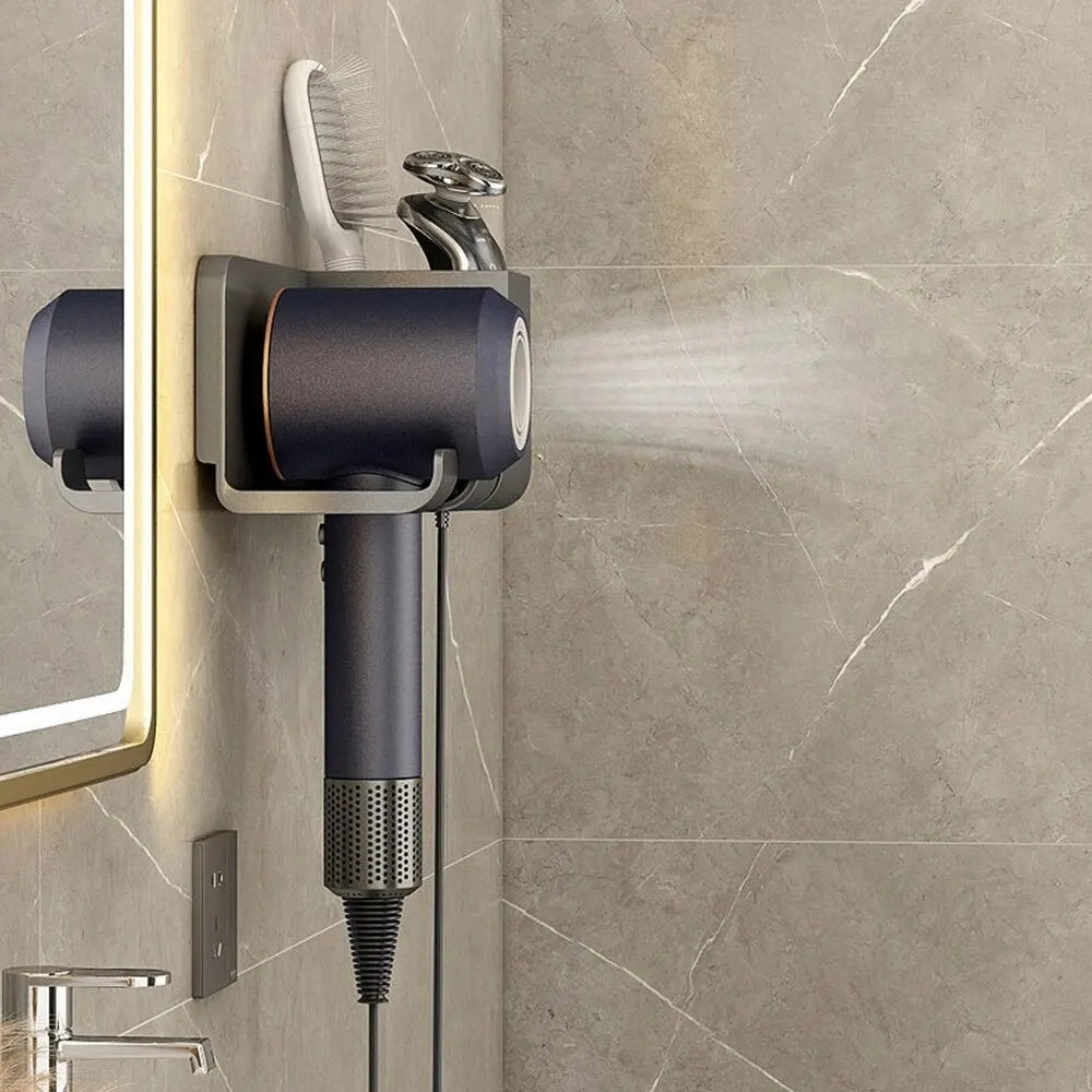 Wall Mounted Hairdryer Shaver Bathroom Storage Organizer