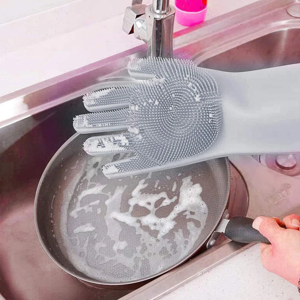 Cleaning Gloves with Bristles Silicone