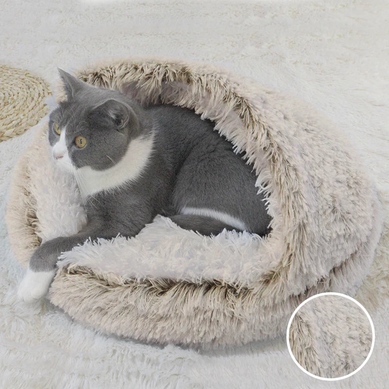 Plush Pet Bed Nest Semi-closed for Cats Small Dogs
