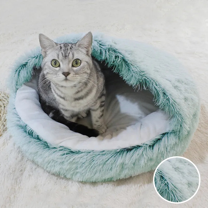Plush Pet Bed Nest Semi-closed for Cats Small Dogs