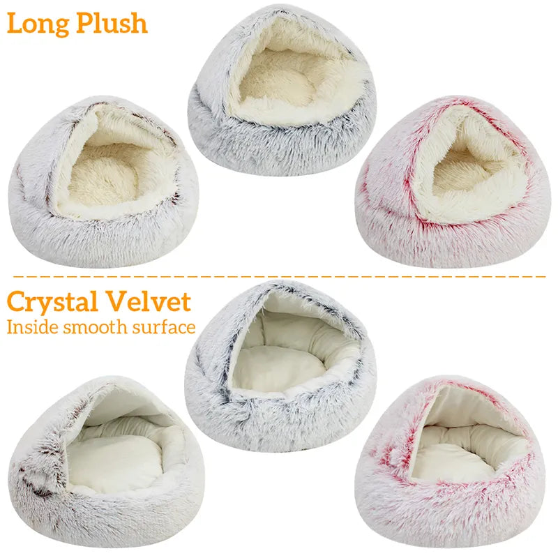 Plush Pet Bed Nest Semi-closed for Cats Small Dogs