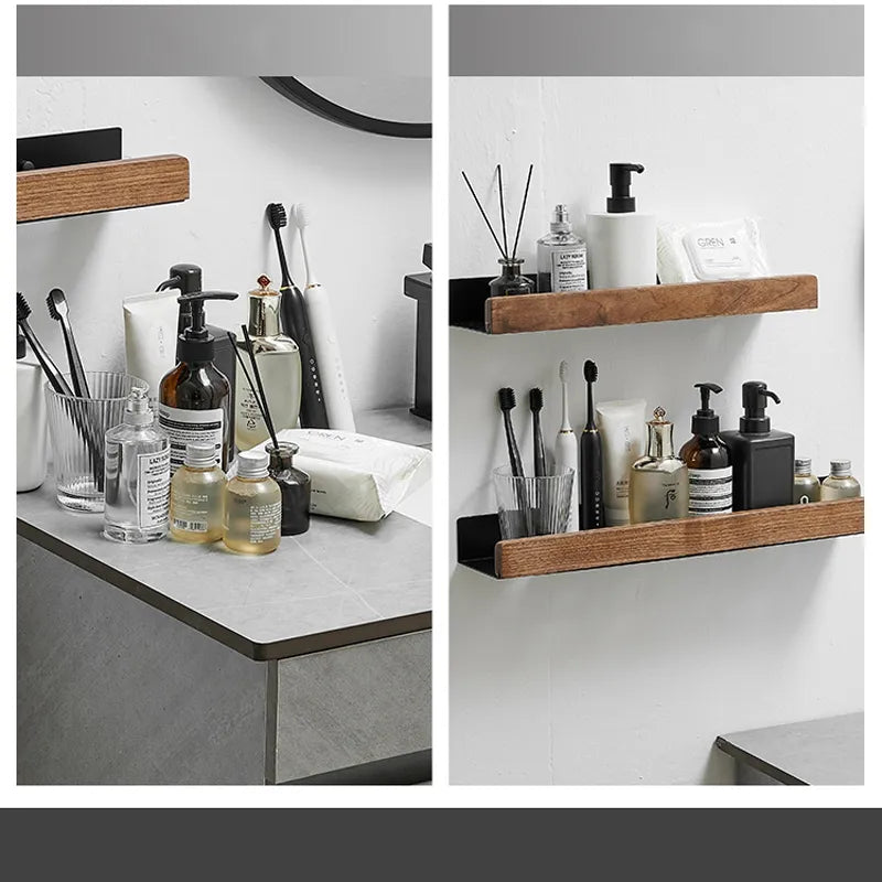 Wood Bathroom Shelf Shower Storage