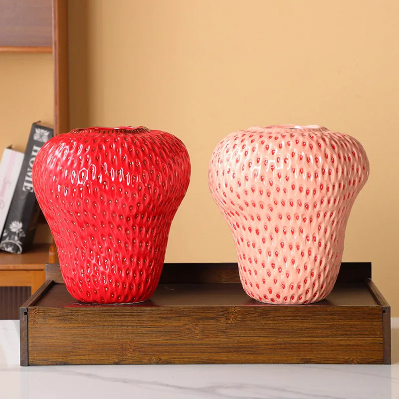 Strawberry Ceramic Vase Home Decor