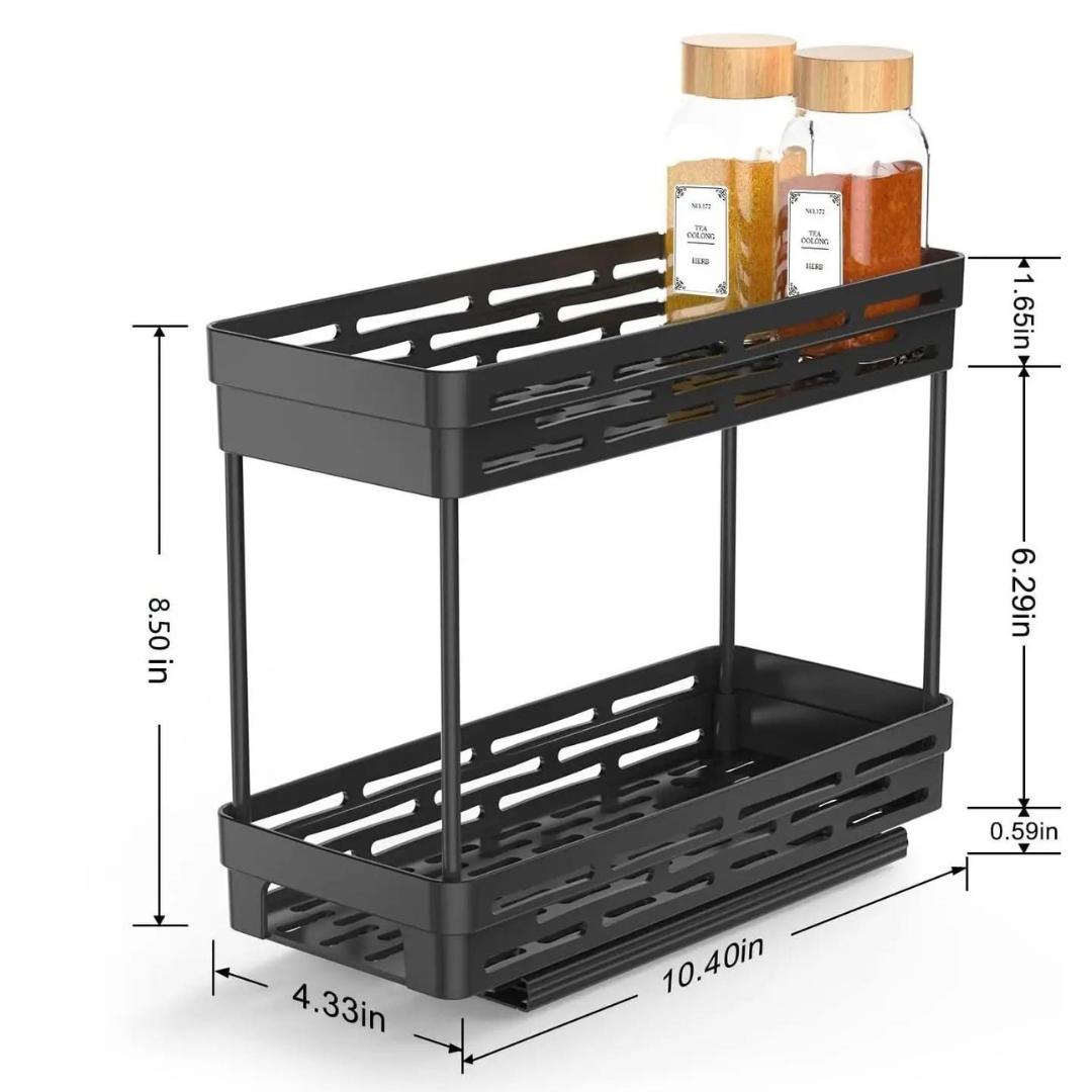 Two Tier Pull Out Kitchen Shelf Organizer