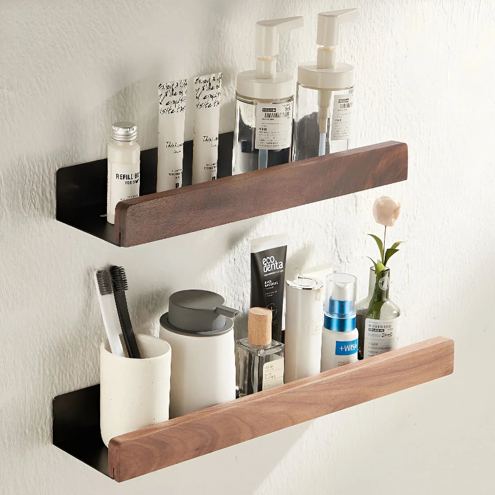 Wood Bathroom Shelf Shower Storage
