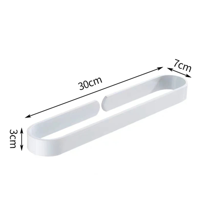 Compact white kitchen towel rack image with 30cm length dimension displayed.