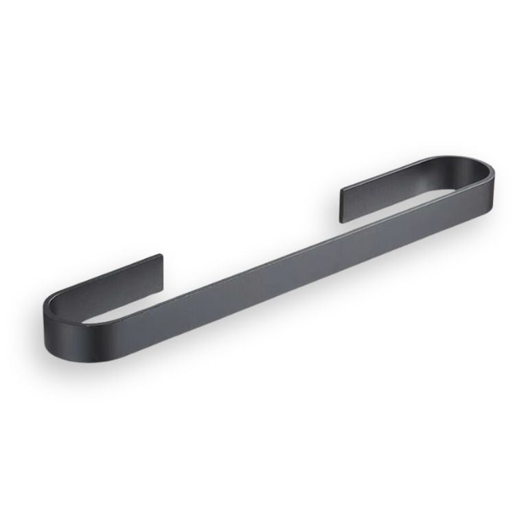 Matte black towel rail rack with a minimalist wall-mount design.