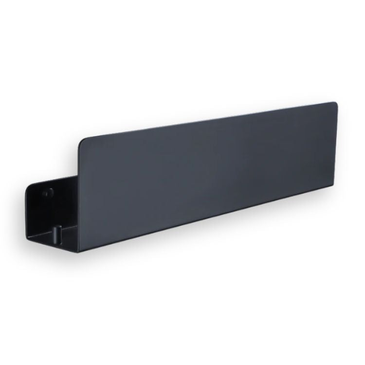 Extended black bathroom organizer for modern bathrooms.