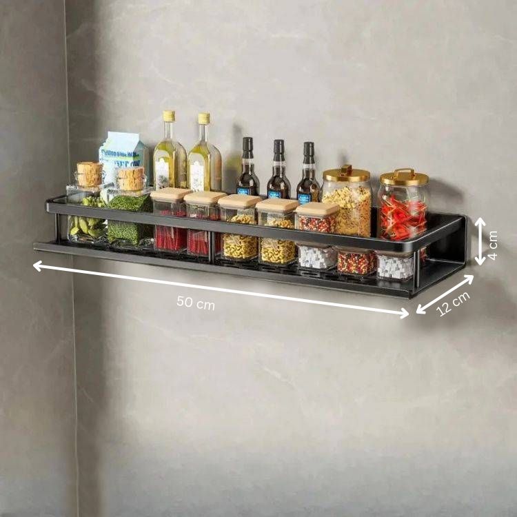 Spice rack organizer mounted on a kitchen wall