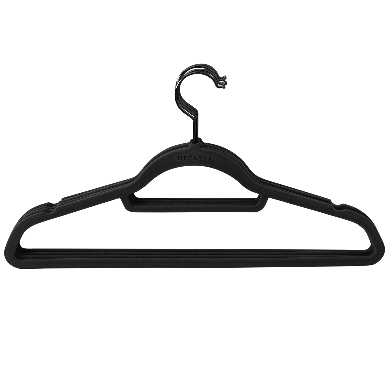 Premium Velvet Hangers Non Slip Flocked Pack of 150 Black