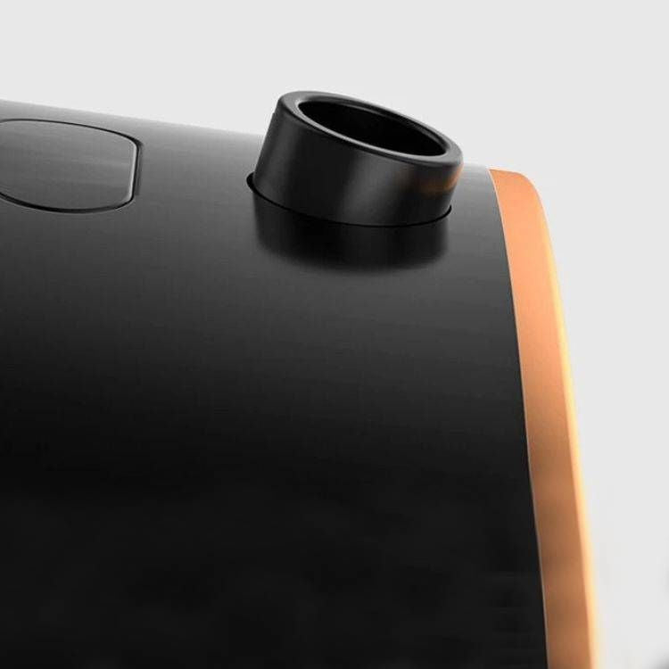 A black smart soap dispenser with a digital display and an infrared sensor.