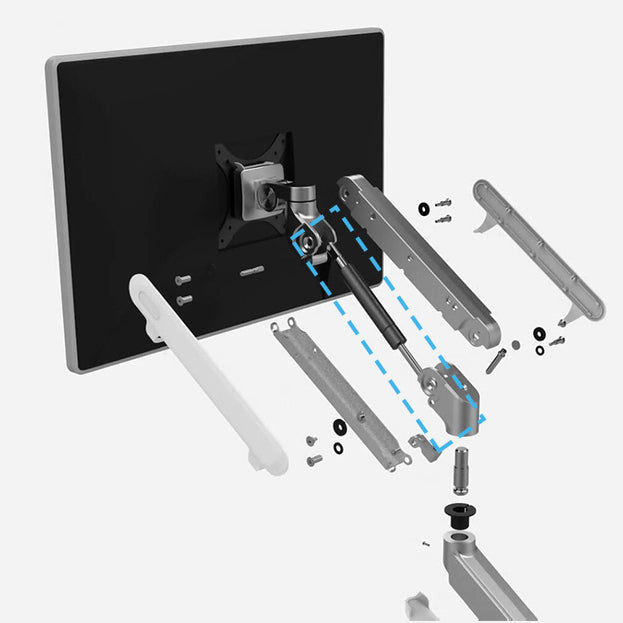 Single Monitor Arm with Gas Spring Desk Mount Bracket Silver