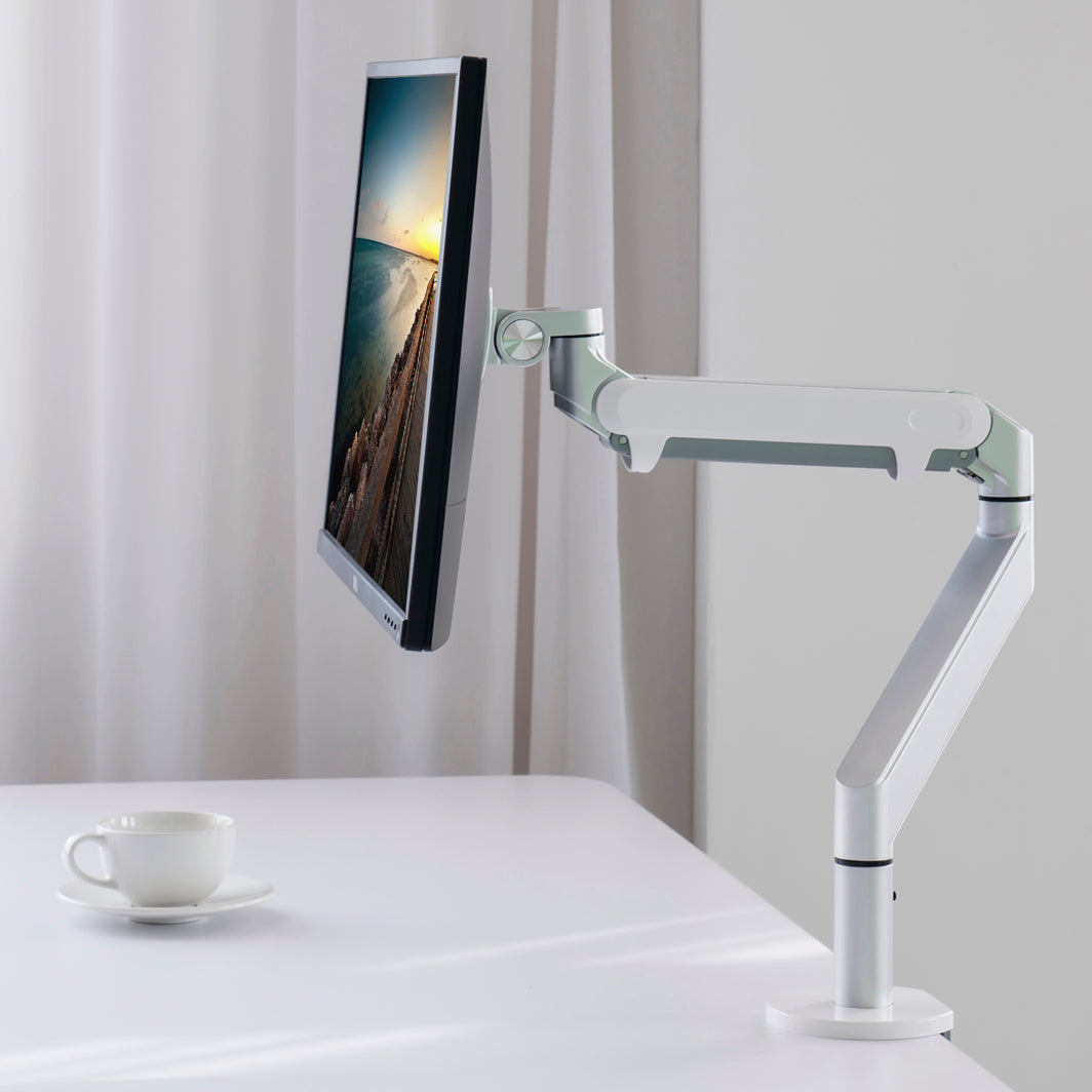 Single Monitor Arm with Gas Spring Desk Mount Bracket Silver
