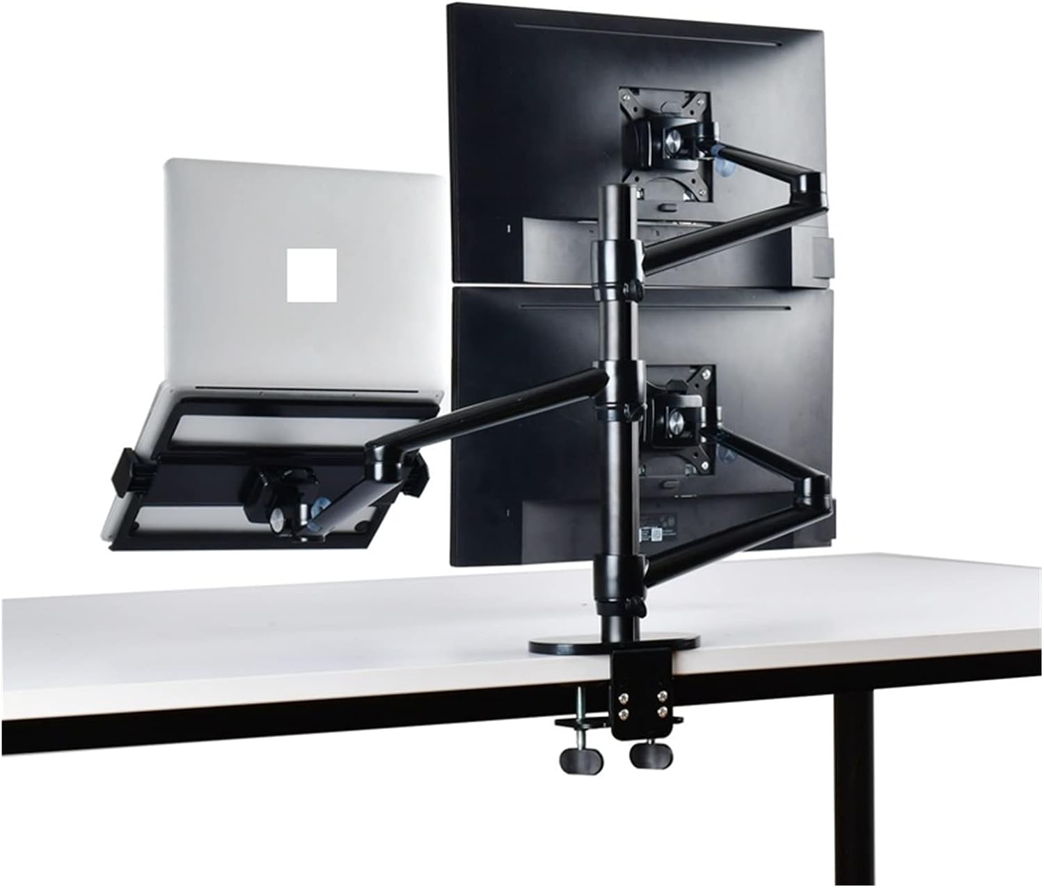 Dual Monitor Arm Mount with Laptop Stand Desk Mount Bracket Black