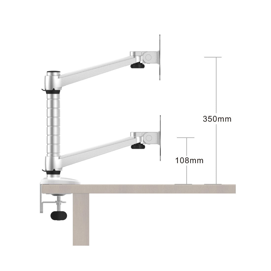 Dual Monitor Arm Desk Mount Bracket Silver