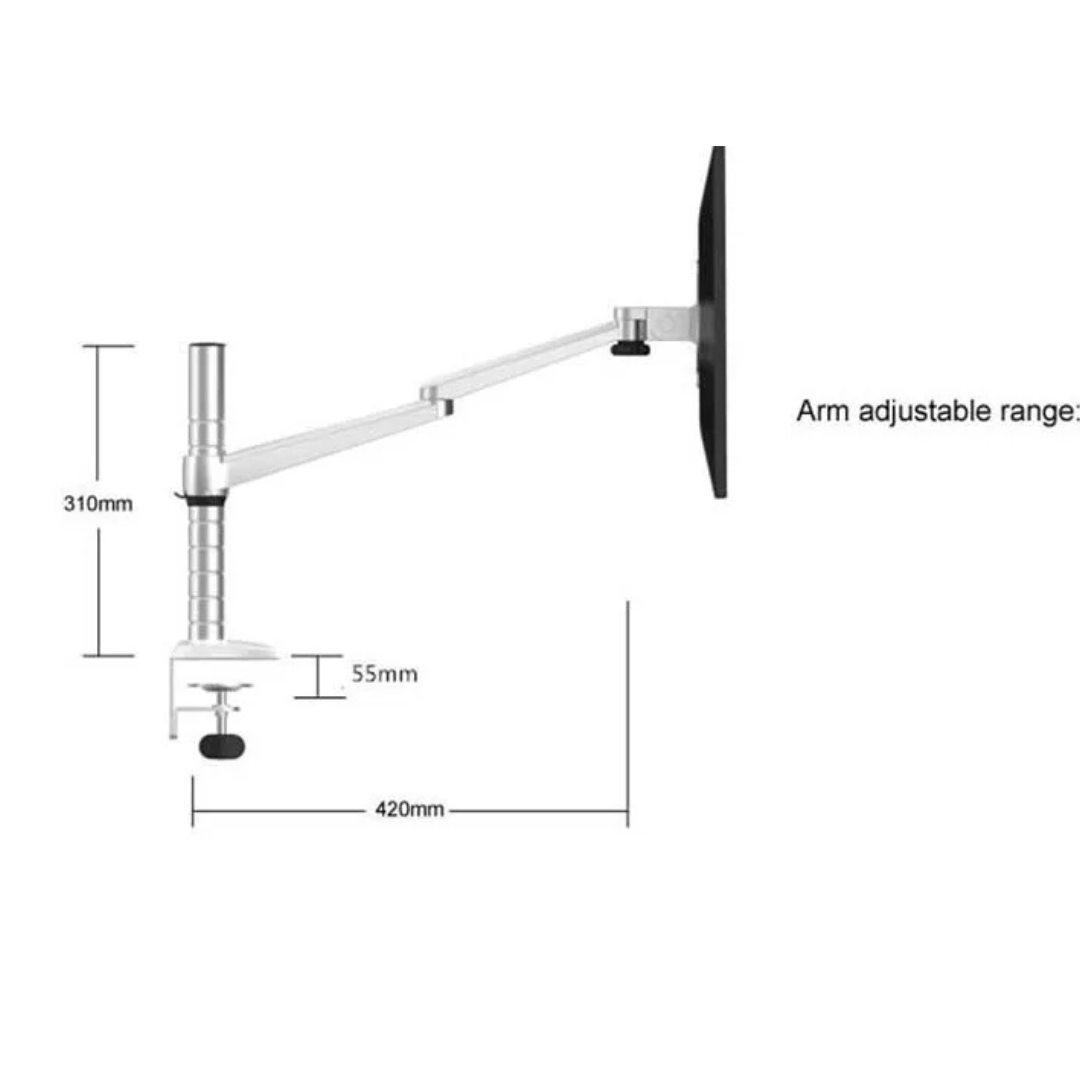 Single Monitor Arm with Swivel Mount Desk Mount Bracket Silver