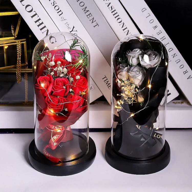 Everlasting Rose LED Bouquet in red and black color