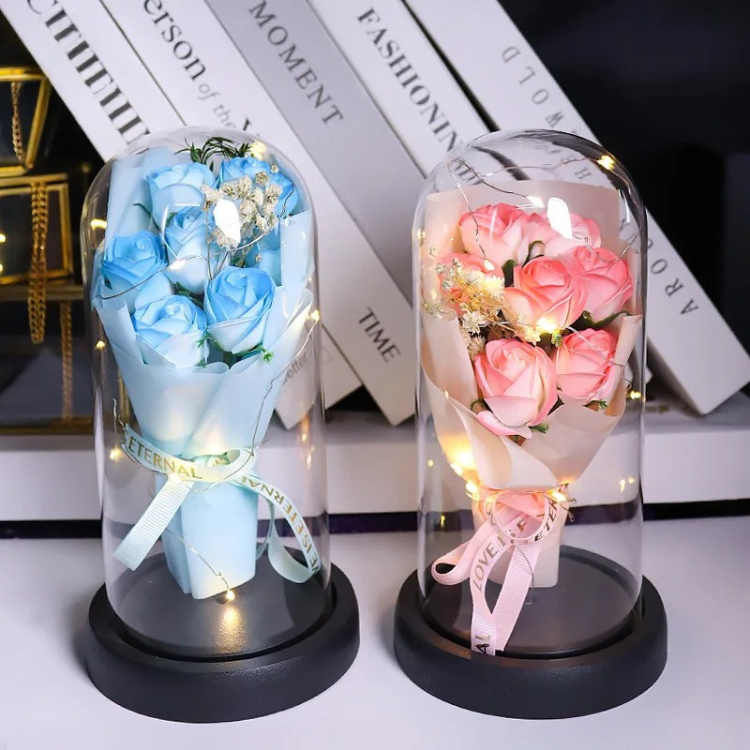 Everlasting Rose LED Bouquet in blue and pink color