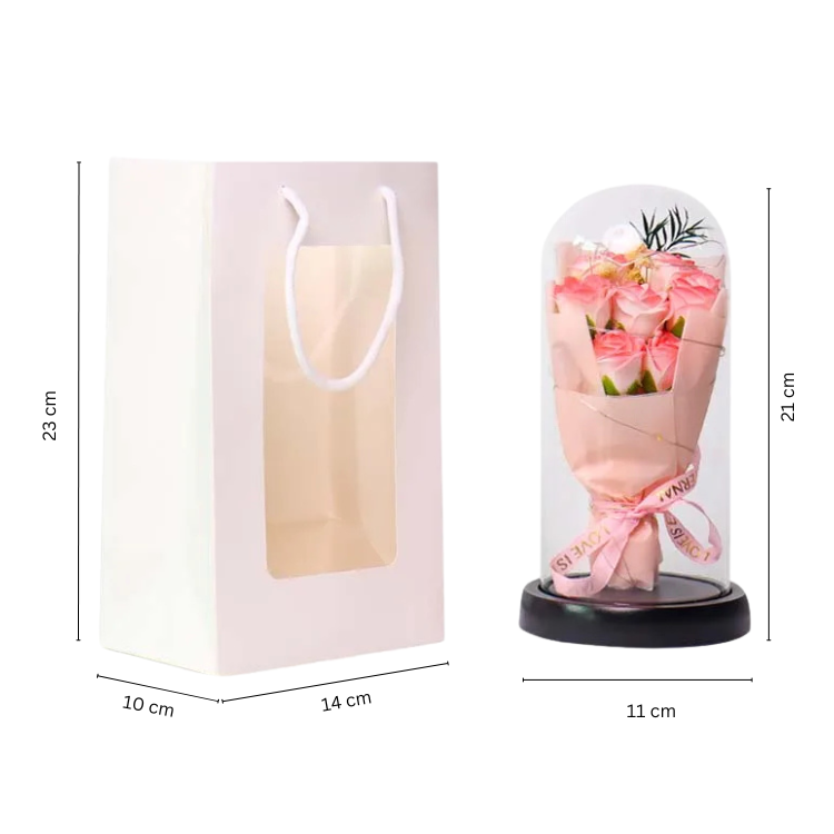 Everlasting Rose LED Bouquet with dimension