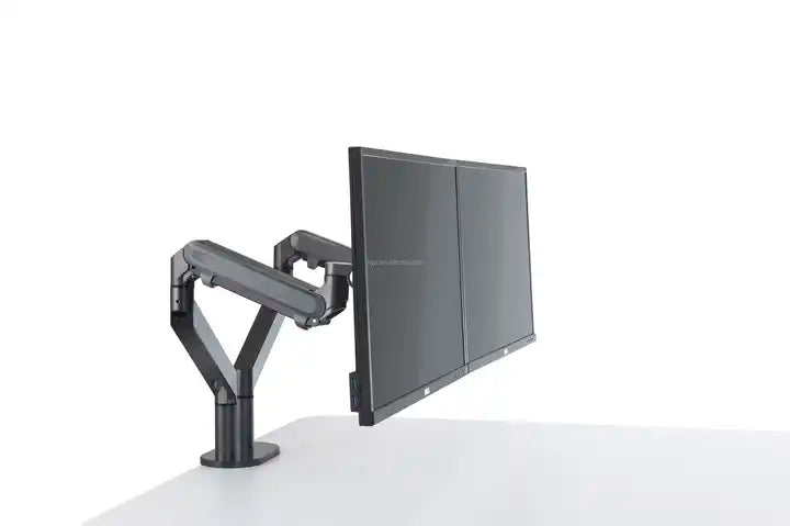 Dual Monitor Arm with Gas Spring Desk Mount Bracket Dark Grey