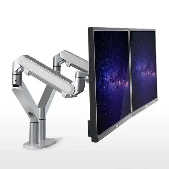 Dual Monitor Arm with Gas Spring Desk Mount Bracket Silver