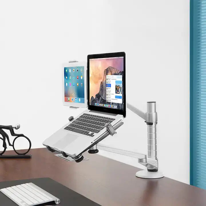 Laptop Stand and Tablet Holder Desk Mount Bracket Silver