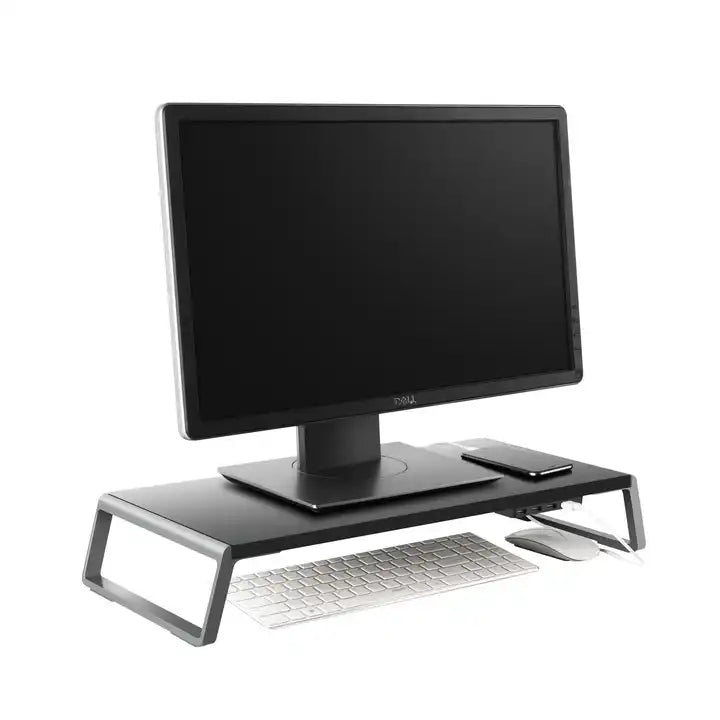 Monitor Laptop Screen Desk Riser Stand with 4 USB Ports Black